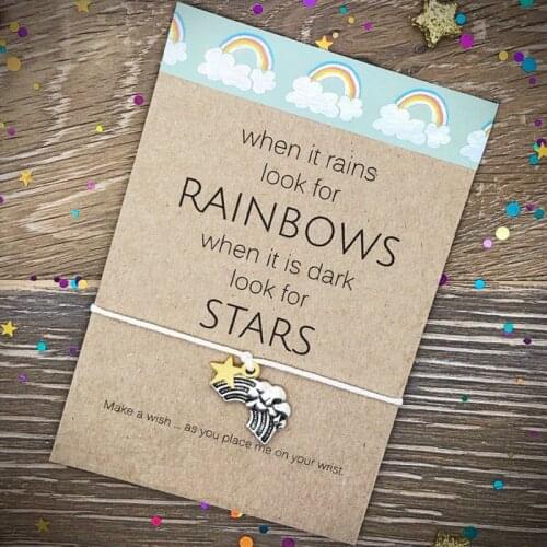 Rainbow Friendship Bracelet When It Rains Look for Rainbows Inspirational Bracelet Rainbow Bracelet Gift for Best Friend