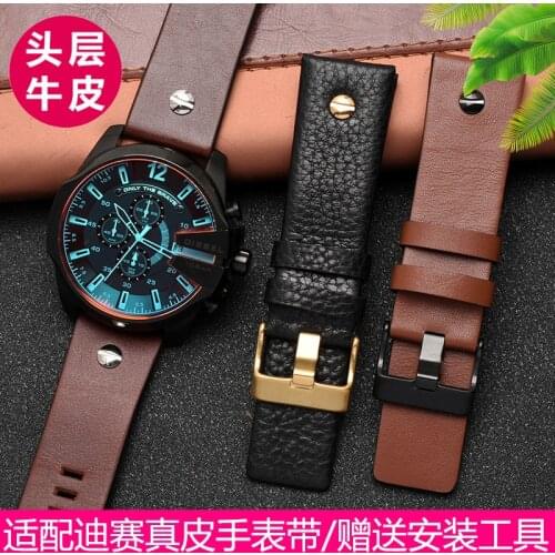 Genuine Leather Watch Strap for DIESEL Mens Mdaddy Series Dz7257 Dz4343 Dz4459 DZ7333 7322 4318 7348 7334 Watchband 26 28 30mm