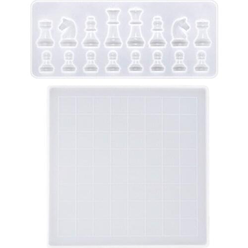 Chess Board Silicone Mould Set DIY Handmade Crafts Jewelry Making Tool Crystal Epoxy Resin Mold W0YA