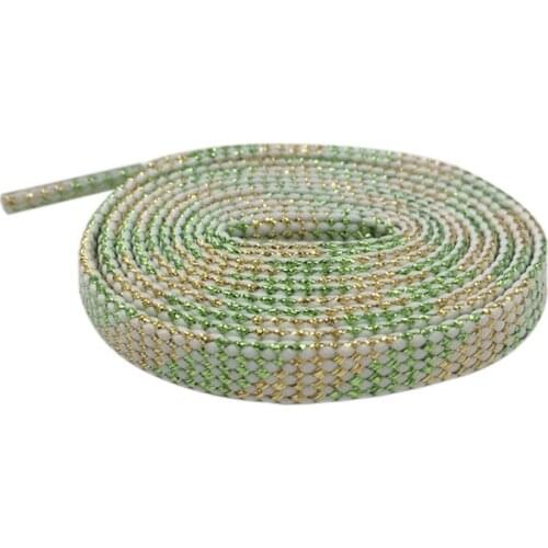 Weiou Personality Dark Light Green shoelaces 0.7 cm Flat Double Layer metallic shoestrings Women Men Canvas Sneakers Boots Laces