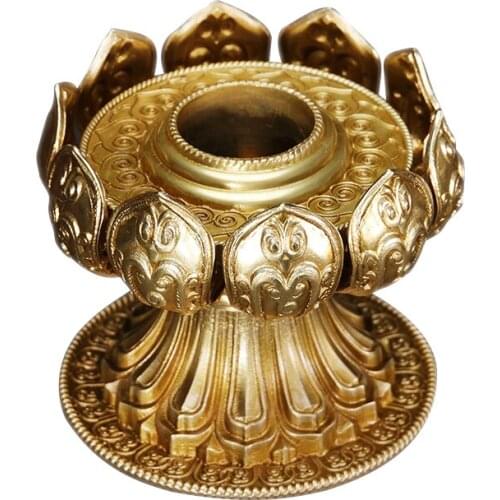 Pure Copper Tantra, Hand-Turned Warp Wheel Base, Tube Lotus Tibetan Buddha Single-Layer Gold