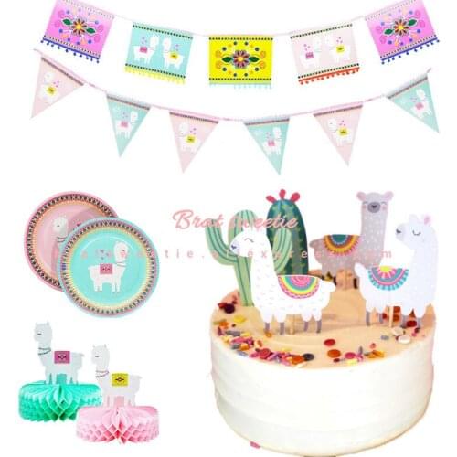 Cactus Alpaca Llamas Unicorn Cake Topper Cupcake Toppers Wedding Birthday Cake Decoration Jungle Summer Party Supplies