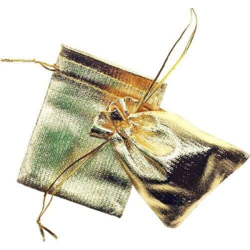 300pcs 9*12cm gold bags woman vintage drawstring bag for Wedding/Party/Jewelry/Christmas/Gift diy handmade Pouch Packaging Bag