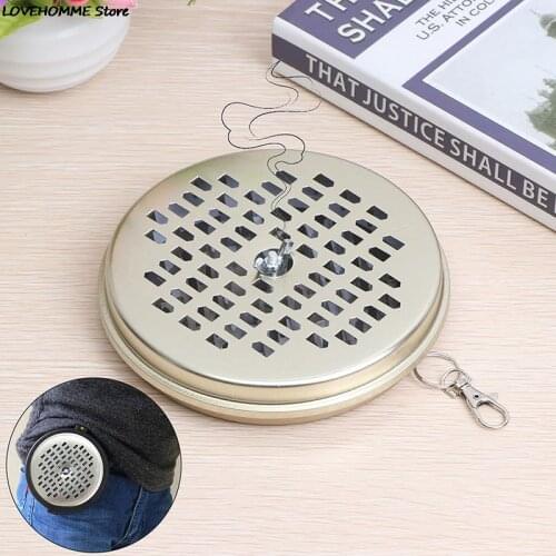 1pc Stainless Steel Round Rack Plate Portable Spiral With Cover Mosquito Coil Holder Tray Incense Insect Repellent Random Color