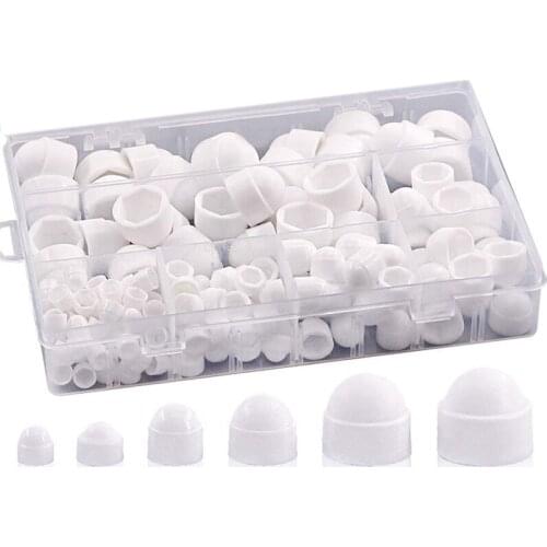 160Pcs Bolt Covers Screw Caps Nut Assortment,M4 M5 M6 M8 M10 M12 Nylon Insert Locknut for Matching Screws or Bolt