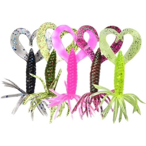 5PCS/Lot 7cm/1.8g Heart Tail Fishing Lures Soft Lure Pesca Silicone Bait Crazy Flapper Carp Wobblers For Fishing Tackles