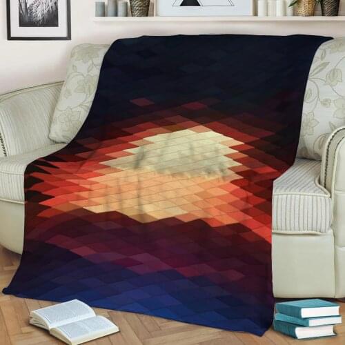 Abstract Geometric Pattern 3D Printed Velvet Plush Throw Fleece Blanket Bedspread Sherpa Blanket Home Decora