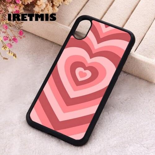 Iretmis 5 5S SE 2020 Phone Cover Case for iPhone 6 6S 7 8 Plus X Xs XR 11 12 Mini Pro Max Rubber Silicone Light red heart