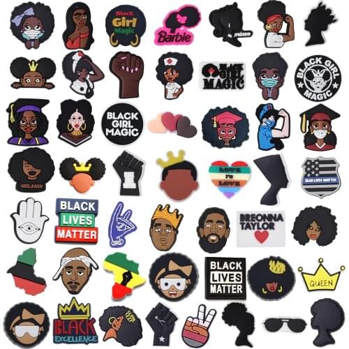 Black Lives Matter Shoe Charms Radam Croc Charms Designer Bulk Decoration Accessories Fit Clog Jibz Kids Gift Toy
