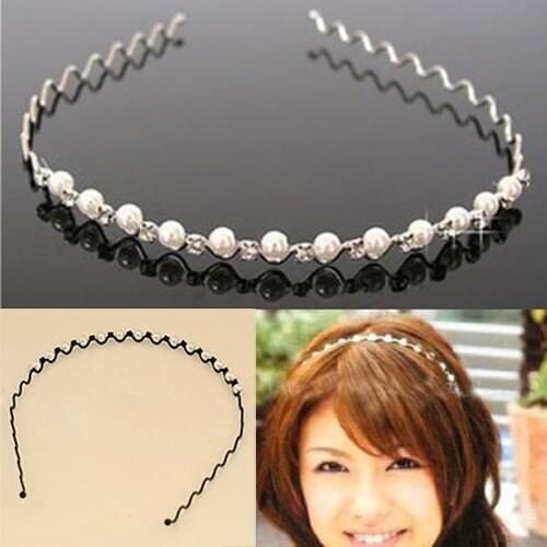 Elegant Rhinestone & Imitation Pearl Wave Hairpin Hair Band Headband Hairwear Accessories