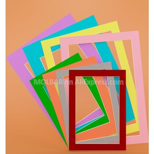 A3A4A5 Photo Mats Dark Red/Gray/Orange/Green/Pink/Yellow/Blue/Purple Paperboard Mounts For Picture Frame Passe-Partout 12PCS/Lot