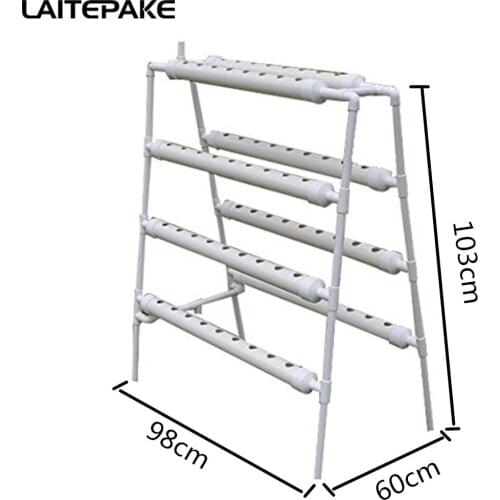 Hydroponics grow system PVC tube 36/72Pcs net pot 4 pipe Include Water pump Timer DIY Parts for indoor Hydroponics plant grow