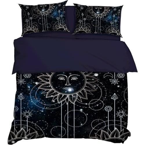 YuXiu 3D Digital Printing Duvet Covers 3-Pieces set Black Bedding Set Bed Linen Cover and Pillowcases King Queen Full Twin size