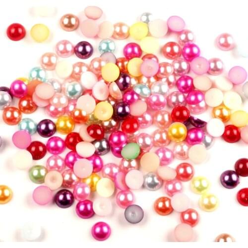 LF 300-1000Pcs Mixed Haft Round Pearl 6-10mm Decoration Craft Flatback Cabochon Embellishments For Scrapbooking Diy Accessories