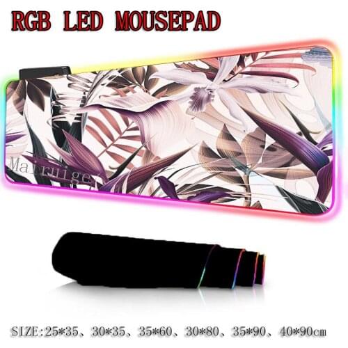 Mairuige Extra Large Gaming RGB Mouse Pad Lock Egde Color Leaf Computer Desk Mat Future Technology Fabric Non-slip Rubber