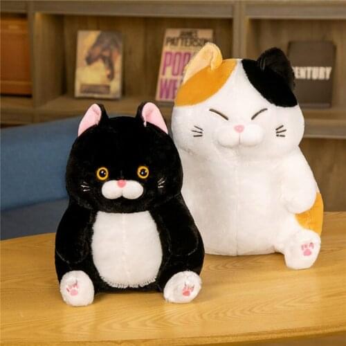 28-43cm Cute Cartoon Sit Fat Cats Plush Toys Stuffed Soft Lovely Animals Pillows Dolls For Kids Girls Birthday Gifts