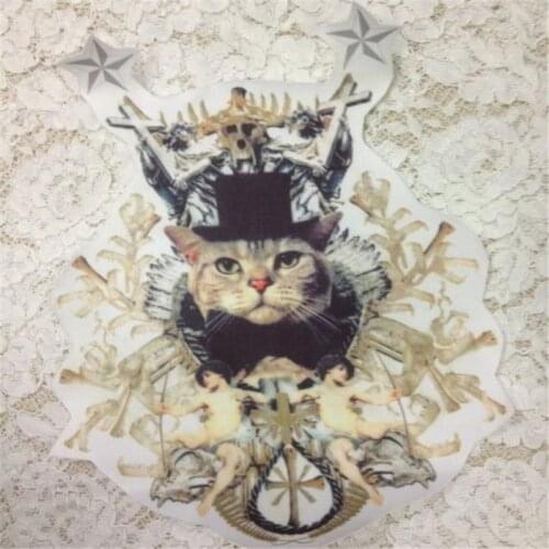 Fashion Patch Clothes 31CM Angel Cat Stickers Thermal Transfer Printing Iron on patches for clothing T shirt Women Free Shipping