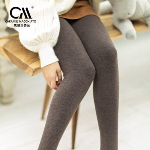 Caramella 2019 New Black Knitted Coffee Women Tights Winter Brushed Elastic Slim Tights Warm Thick Pantyhose Girls Stockings
