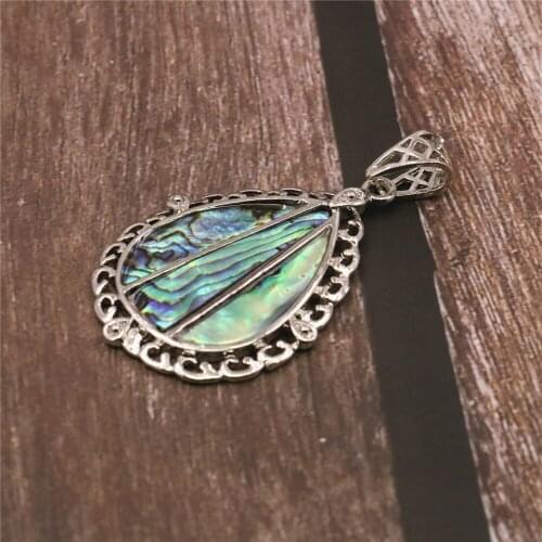 Outlet New Natural Abalone Shell Waterdrop Necklace Pendant Diy Fashion Jewelry Making Craft Gift for Women Simple Style Y575