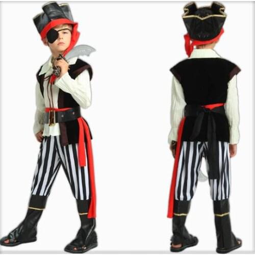 New halloween pirate costumes girls deluxe boy carnival children pirates of the caribbean cosplay costume kids masquerade dress
