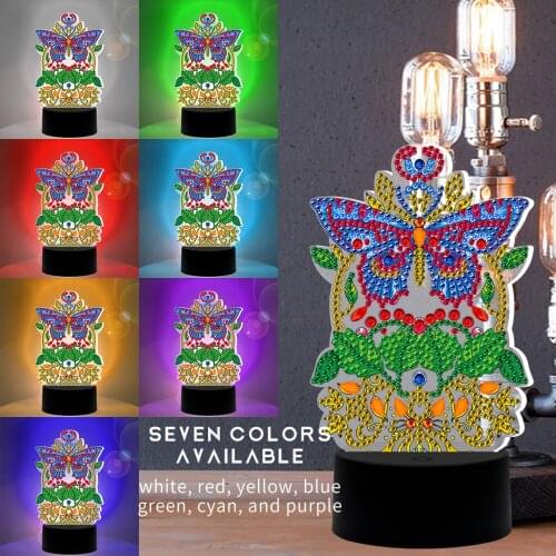 New Design 7 Colors Available Table Lamp Butterfly Animal LED 5D Diamond Painting Light Diamond Mosaic Embroidery Home Decor