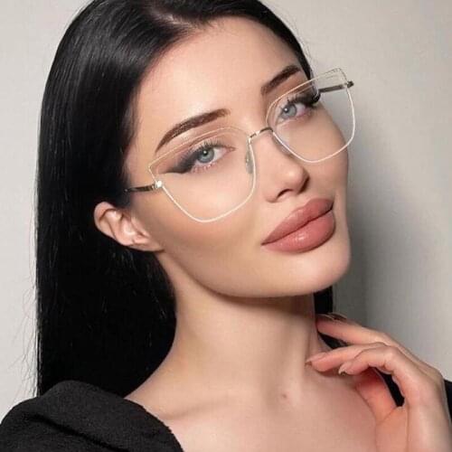 Fashion Oversized Square Cat Eye Glasses Women Anti Blue Light Designer Optical Frames Brand Graceful Computer Gaming Glasses