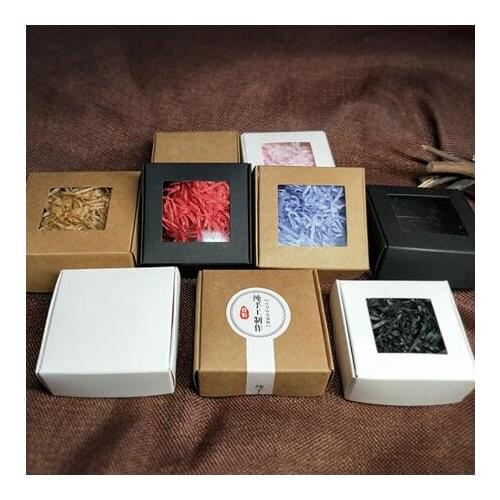 Wholesale 50pcs Kraft Paper Box Transparent PVC Window Soap Boxes Jewelry Gift Packaging Box Wedding Favors Candy Box