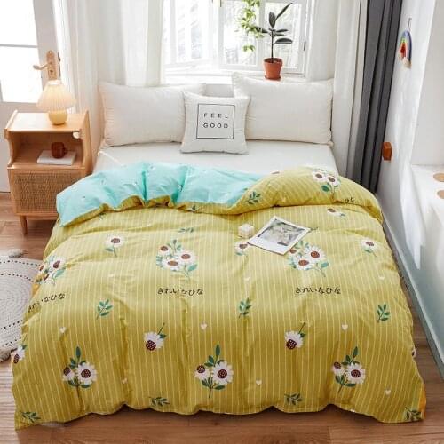 1 pc 100%Cotton Quilt Cover Yellow Color Flower Reactive Printed Duvet Cover King Size housse de couette 220x240