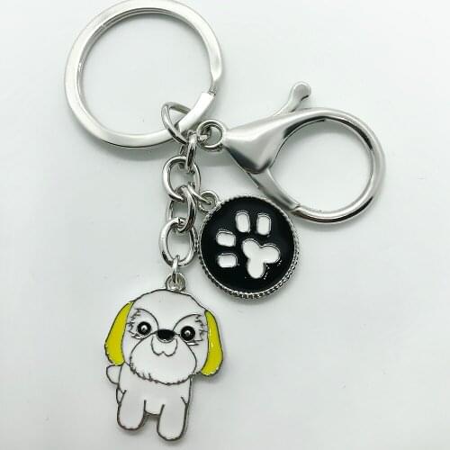Popular enamel color metal labrador dog shape pendant key chain family pet jewelry key chain