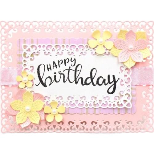 Happy Birthday Frame Metal Cutting Dies Stencils for DIY Scrapbooking/photo album Decorative Embossing DIY Cards