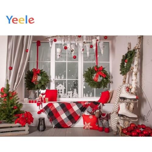 Christmas Wooden Floor Window Carpet Gift Baby Birthday Backdrop Photography Custom Photographic Background For Photo Studio