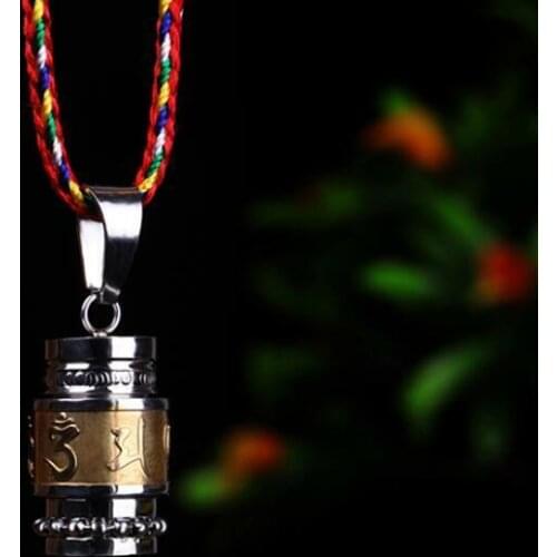 Tibetan Buddhism Titanium Steel Gawu Box Shurangama Mantra Amulet Golden Colour