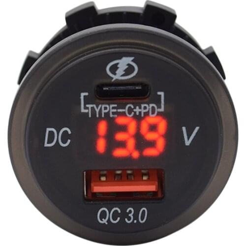 Universal 12V-24V QC3.0 USB Charger Socket with Type C Charger Port with all USB-powered devices Car Cigarette Lighter Socke