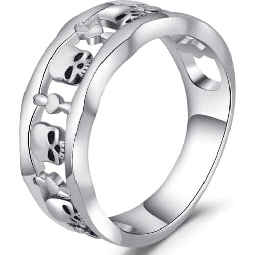 Vintage Skull Ring Silver Color Punk Ring Men Women Retro Party Gift Jewelry Dropshipping