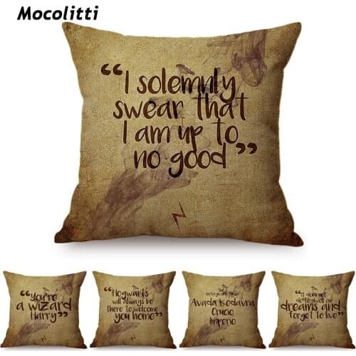Vintage Classic Quotes Letter Art Print Sofa Decoration Throw Pillow Case Cotton Linen Home Decorative Square Cushion Cover 18"