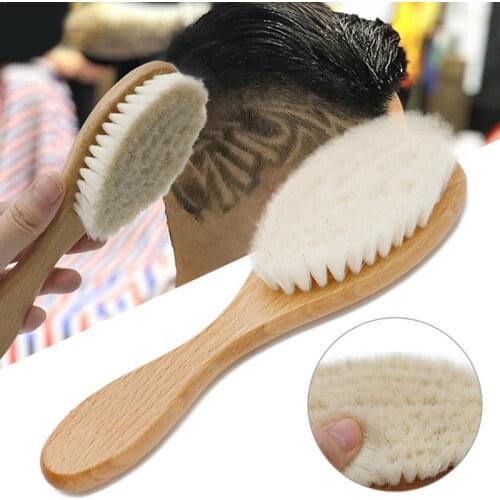 1pc Wooden Brush Comb Neck Face Duster Barber Hair Sweeping Brush salon Cutting Brush Styling Tools Baby Wooden Brush