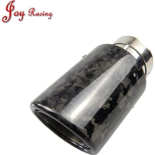 1PC Universal Curly Edge Glossy Forged Carbon Fiber Exhaust Muffler Tip Tail Pipe For BMW BENZ AUDI