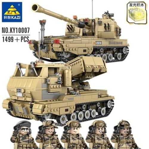 1499pcs Kaizhi KY10007 Military Building Block 05A Self-propelled Adding Howitzer Tank Two Change Male Assembling Toy Gifts