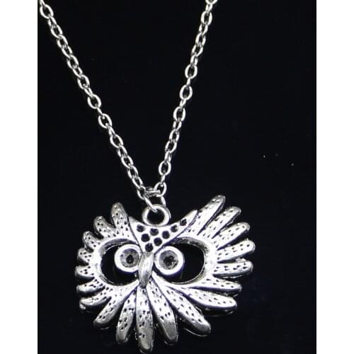 20pcs New Fashion Necklace 30x26mm big eye owl head Pendants Short Long Women Men Colar Gift Jewelry Choker