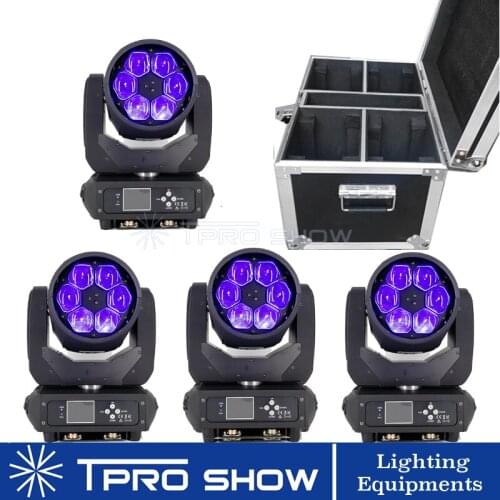 4pcs Lyre Beam Moving Head Bee Eyes 6x40W RGBW Wash Lighting Equipment Zoom DJ Lights 4in1 Flight Case For Weddings Club Stage