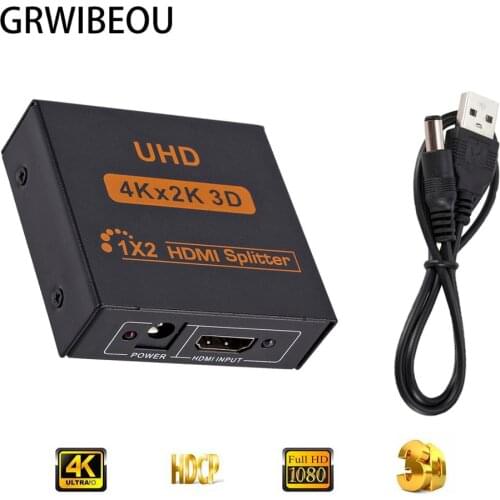 4K 3D HDMI Splitter 1 in 2 out hdmi 2 Port Splitter Dual Display For HDTV DVD PS3/4 Xbox HDMI Signal Splitter 1x2 Support HDCP