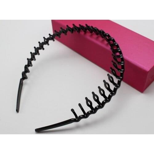 5 Black Plastic Wave Hair Band Headband 8mm with Teeth Hair Accessories