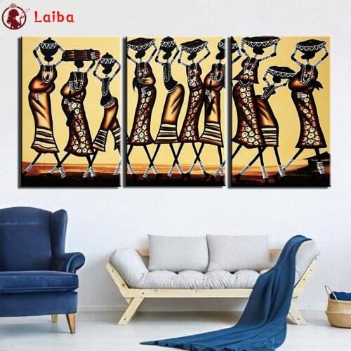 5d photo Diamond Painting Abstract art, retro african woman Full Drill Square Mosaic Home Decor Handmade Embroidery Gift3pcs