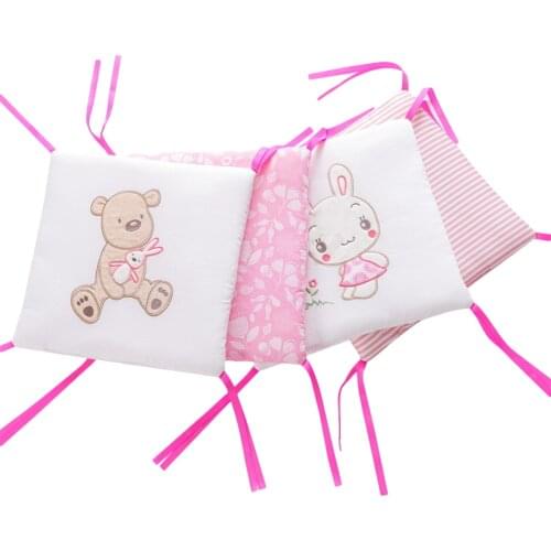 6pcs Non-removable Machine Wash Bed Baby Crib Bumper Guard Pad Breathable Solid Thicken Liner Protector Safety For Boy Girl
