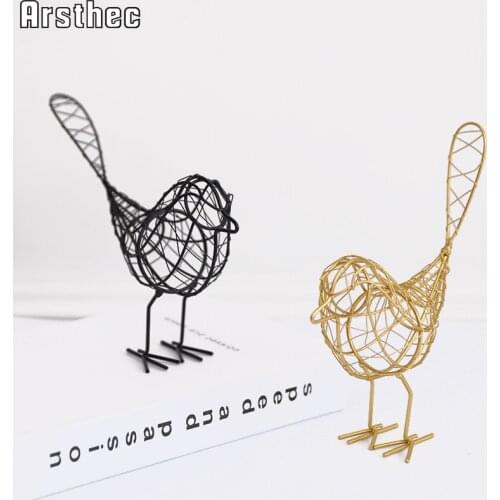 Arsthec Nordic Abstract Iron Bird Figurines Livingr Room Decor Accessories For Interior Creative Miniatures Animal Desk Ornament