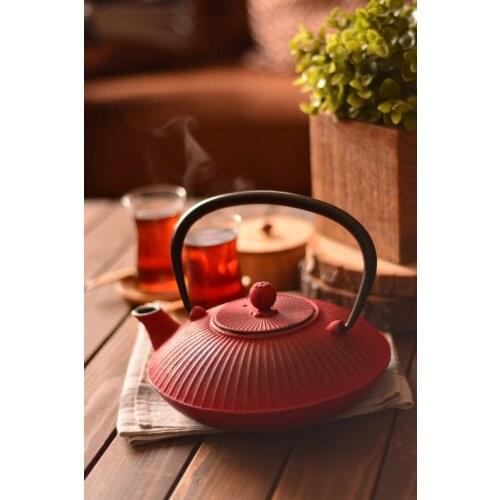 Big size 1150ML Red Cast Material Decorative Teapot Tea Coffee Herb Tea Teapot Gift Luxury Design Kitchen Utensils