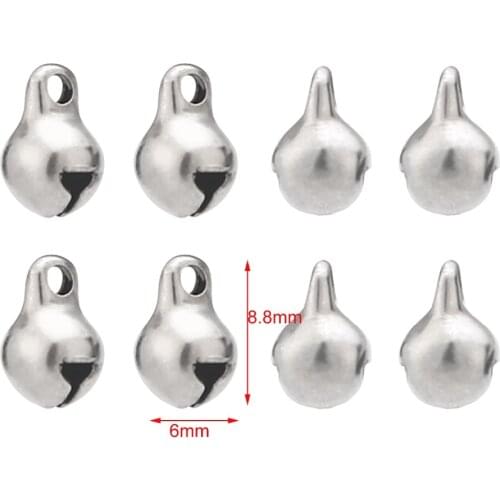 20Pcs Sliver Jingle Bells Stainless Steel Loose Beads Pendants Hanging Christmas Decorations Party DIY Crafts Accessories