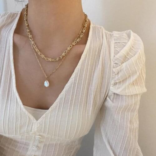 Baroque Link Chain Pearl Necklaces For Women Girls Trendy Classic Elegant Multi-layer Pearl Chain Necklace Fashion Jewelry Gifts