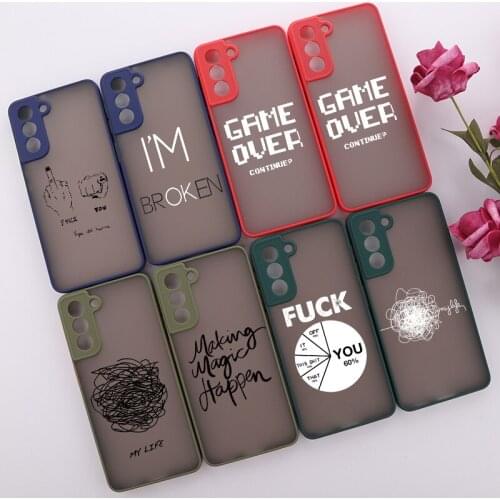 Geometry Interesting Text Phone Case For Samsung Galaxy A30 A50 A70 A71 A51 A52 S8 S9 S10 S10P S21 Shockproof Matte Phone Cover