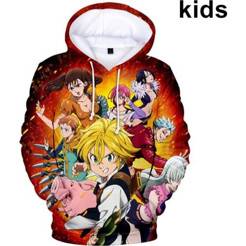 3 to 14 Years kids Hoodies Kawaii The Seven Deadly Sins 3D Printed Hoodie Sweatshirt Harajuku Cartoon Jacket Children Clothes